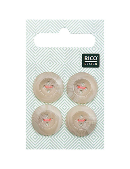 Kaart met 4 knopen met hoornachtige schubben - Beige 17 mm