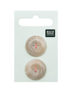 Kaart met 2 knopen met hoornlook - Beige 22 mm