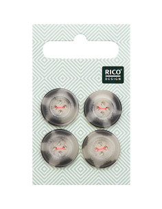 Kaart met 4 knopen met hoornachtige schildpadlook - Beige en grijs 17 mm