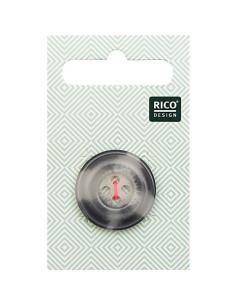 Knopkaart met 1 hoornachtige schubbenknop - Beige en grijs 25 mm