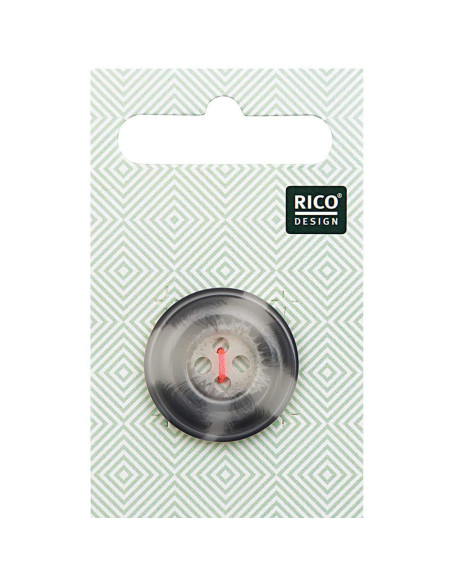Knopkaart met 1 hoornachtige schubbenknop - Beige en grijs 25 mm