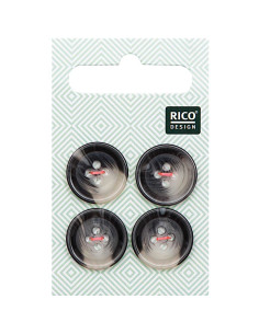 Kaart met 4 knopen met hoornlook - Grijs 17 mm