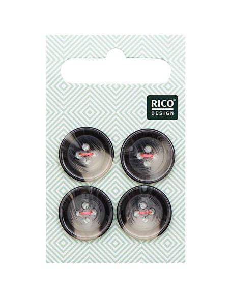 Kaart met 4 knopen met hoornlook - Grijs 17 mm