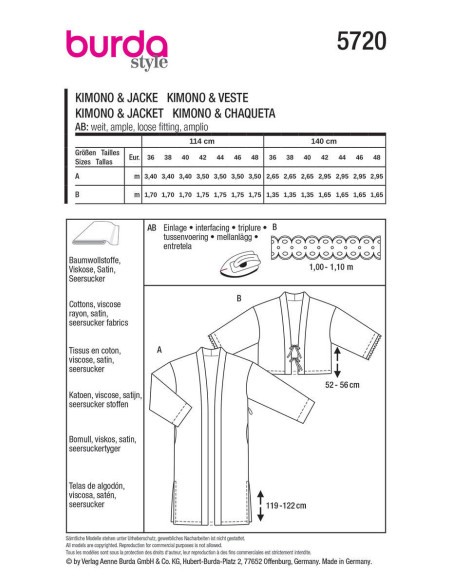 Jas patroon - Burda 5720