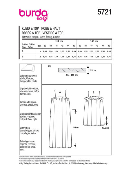 Jurk en top patroon - Burda 5721