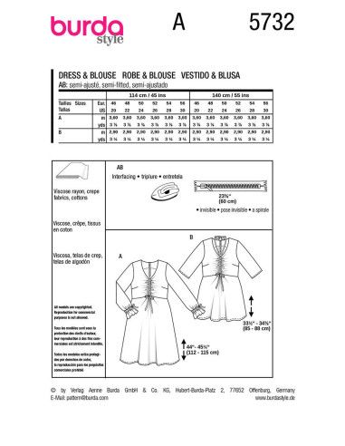 Jurk en blouse patroon - Burda 5732