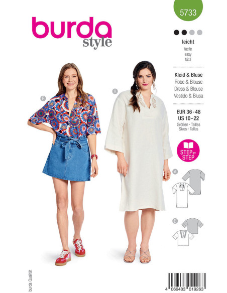 Jurk en blouse patroon - Burda 5733