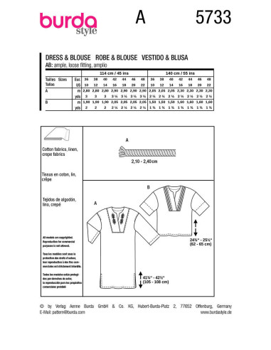 Jurk en blouse patroon - Burda 5733