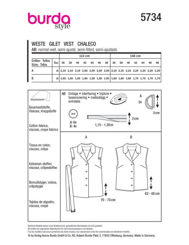 Vest patroon - Burda 5734