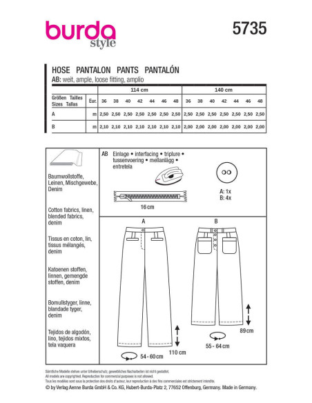 Broekpatroon - Burda 5735