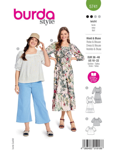 Jurk en blouse patroon - Burda 5741