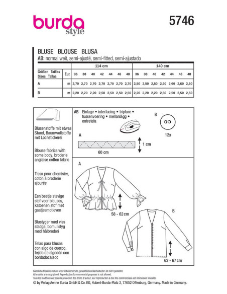 Blousepatroon - Burda 5746