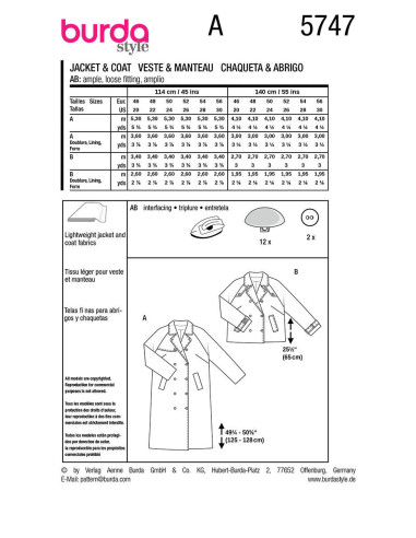 Mantelpatroon - Burda 5747