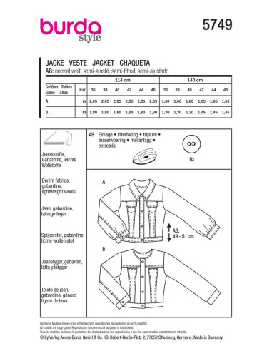 Jas patroon - Burda 5749