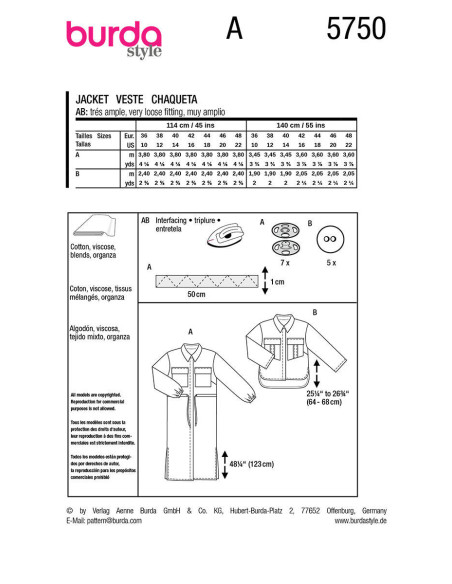 Jas patroon - Burda 5750
