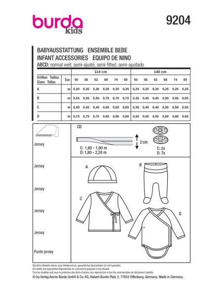 Babyset patroon - Burda 9204
