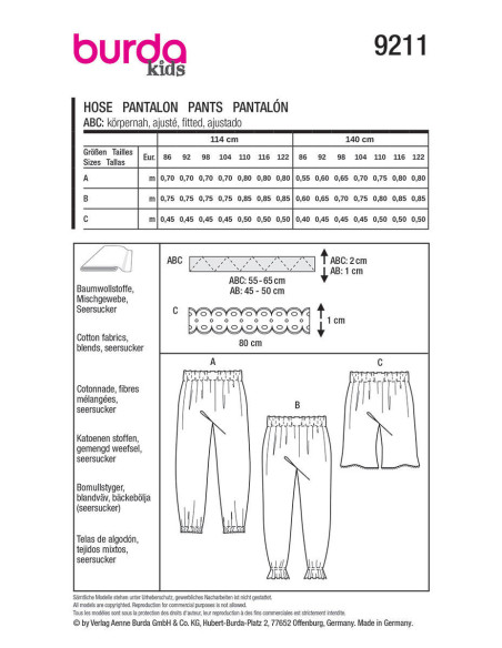 Broekpatroon - Burda 9211