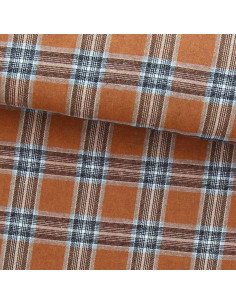 Schotse tartan flanel stof - Oranje en grijs