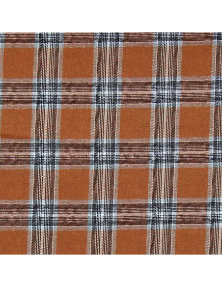 Schotse tartan flanel stof - Oranje en grijs