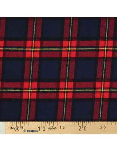 Schotse tartan flanel stof - Blauw en rood