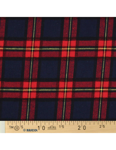 Schotse tartan flanel stof - Blauw en rood