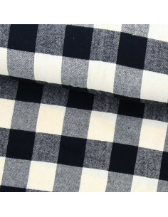 Schotse tartan flanelstof - Ecru en zwart