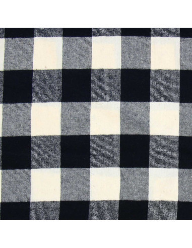 Schotse tartan flanelstof - Ecru en zwart