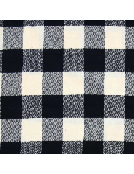 Schotse tartan flanelstof - Ecru en zwart