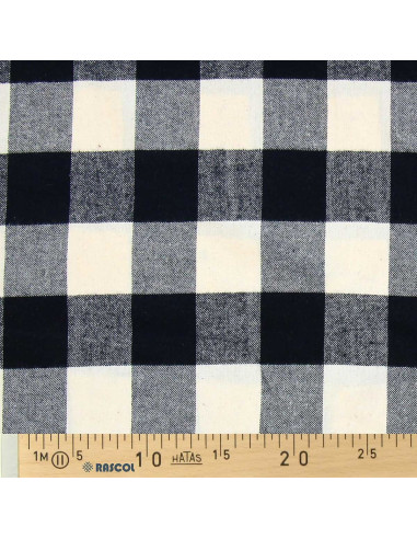 Schotse tartan flanelstof - Ecru en zwart