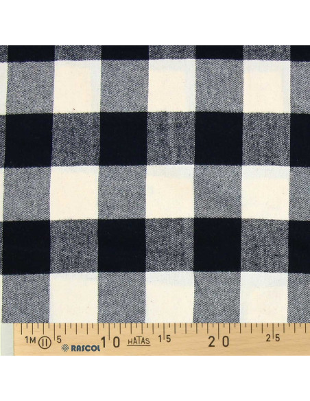 Schotse tartan flanelstof - Ecru en zwart