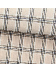 Schotse tartan flanel stof - Beige en grijs