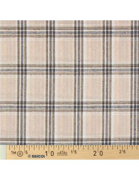 Schotse tartan flanel stof - Beige en grijs