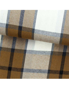 Schotse tartan flanelstof - Beige, ecru en grijs
