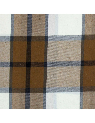 Schotse tartan flanelstof - Beige, ecru en grijs