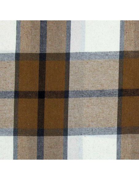 Schotse tartan flanelstof - Beige, ecru en grijs