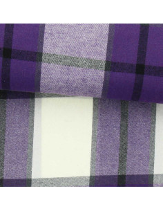 Schotse tartan flanel stof - Paars en gebroken wit