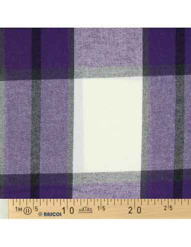 Schotse tartan flanel stof - Paars en gebroken wit