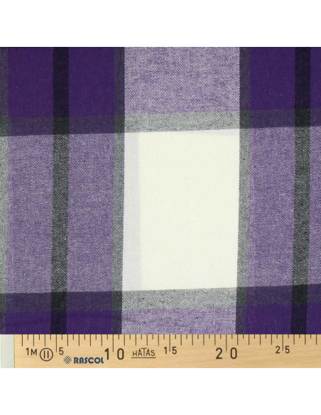 Schotse tartan flanel stof - Paars en gebroken wit