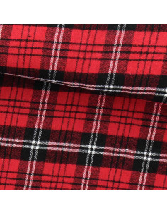 Schotse tartan flanel stof - Rood, zwart en wit