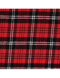 Schotse tartan flanel stof - Rood, zwart en wit 2