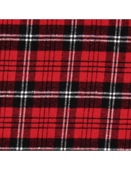 Schotse tartan flanel stof - Rood, zwart en wit