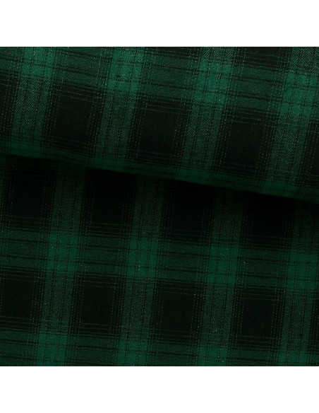 Schotse tartan flanel stof - Groen en zwart