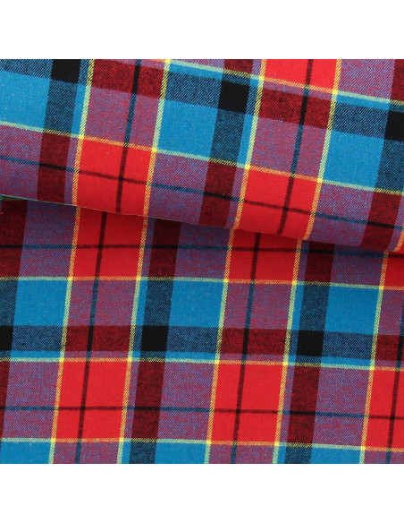 Schotse tartan flanel stof - Rood, blauw en geel