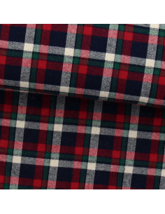 Schotse tartan flanel stof - Rood, blauw en groen