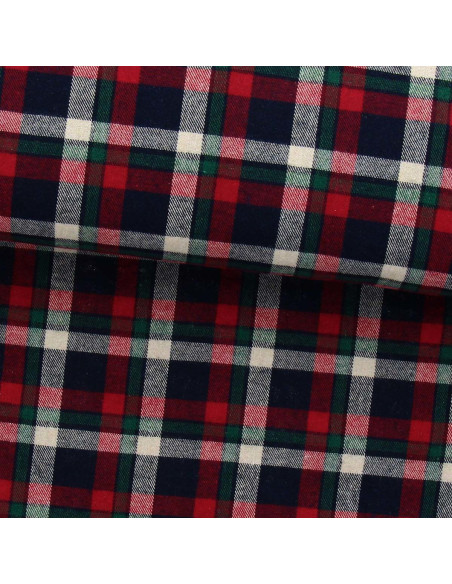 Schotse tartan flanel stof - Rood, blauw en groen