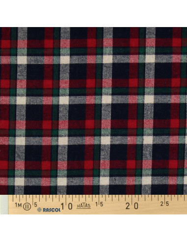 Schotse tartan flanel stof - Rood, blauw en groen