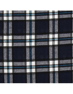 Schotse tartan flanel stof - Marineblauw en zwart 2