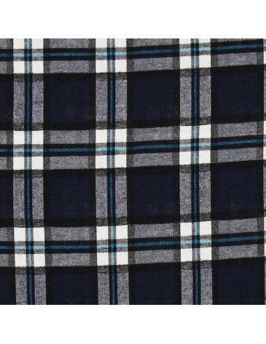 Schotse tartan flanel stof - Marineblauw en zwart
