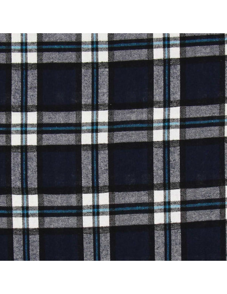 Schotse tartan flanel stof - Marineblauw en zwart