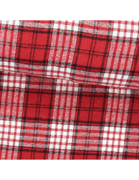 Schotse tartan flanelstof - Rood en wit